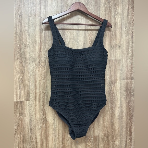 NEW Lauren Ralph Lauren Ottoman Mesh Square Neck One Piece - Picture 2 of 12